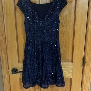 Sparkling Navy Blue Sequin Dress -Delia